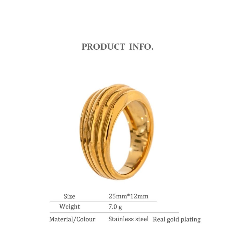 NEW 18K Gold Plated Textured Layer Ring - Picture 4 of 9